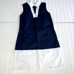 Sail To Sable Navy Blue Classic Tunic Dress With WHITE Trim Medium Zip Stretch